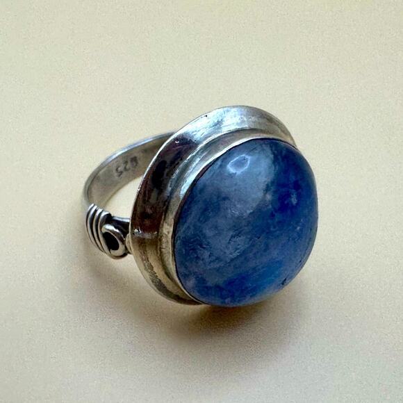 Women’s 925 Sterling Silver Blue Gemstone Ring Size 7 - Picture 1 of 14